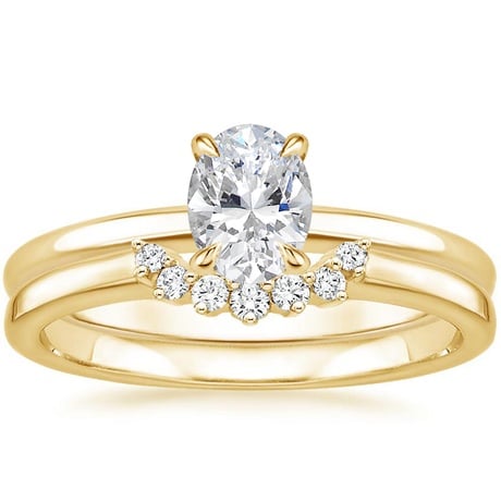 18K Yellow Gold Elodie Ring with Crescent Diamond Ring