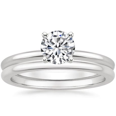 18K White Gold Four-Prong Petite Comfort Fit Bridal Set